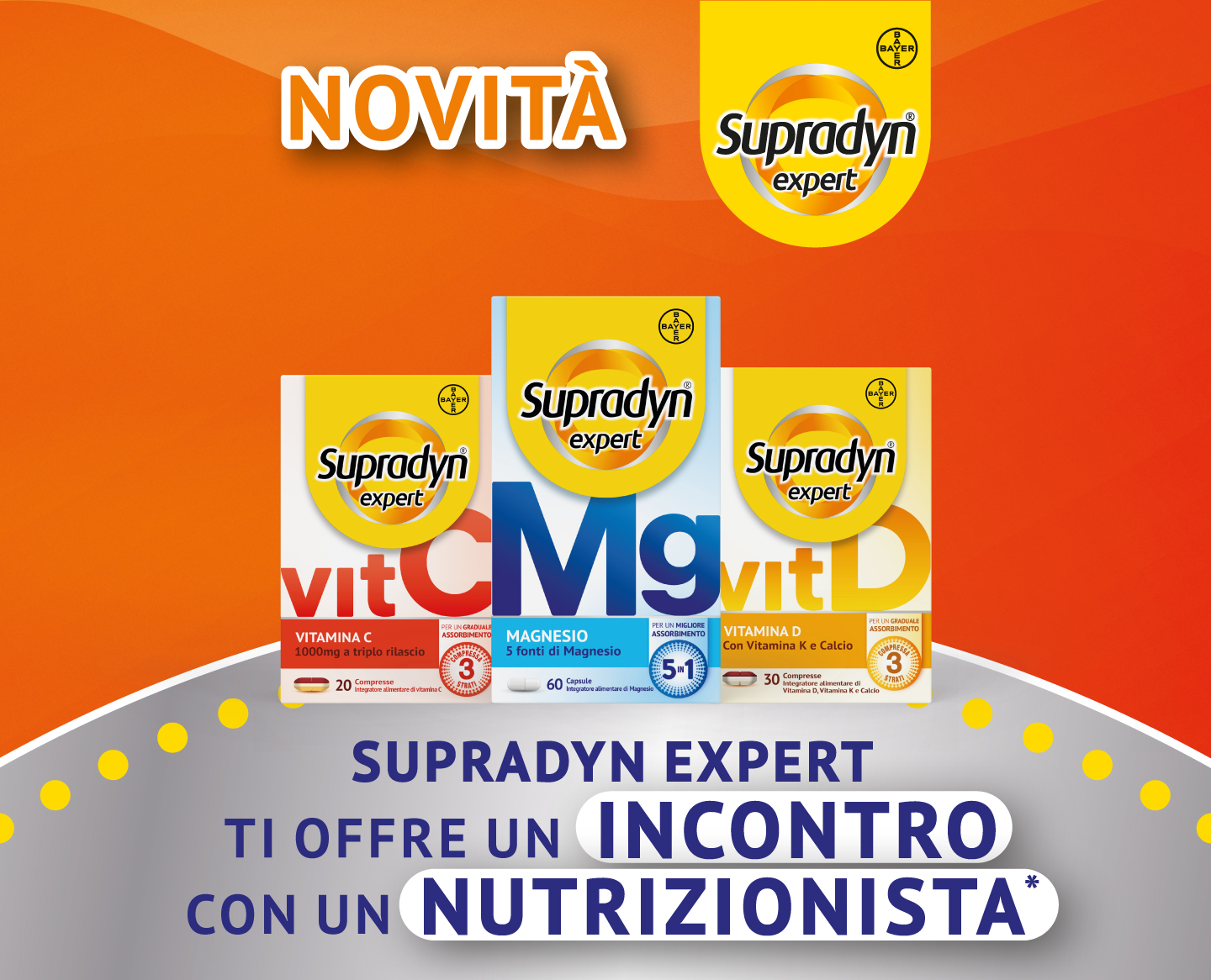 immagine desktop decorativa nella parte superiore della pagina: Supradyn Expert ti offre un incontro con un nutrizionista